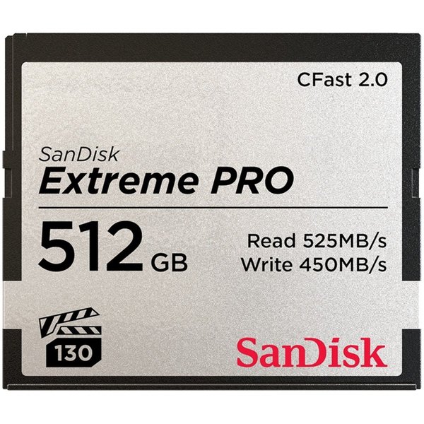Sandisk Retail Storage Media Sandisk Extreme Pro Cfast 2.0, 512Gb, Full Hd, 4K Video Recordingfull SDCFSP-512G-A46D